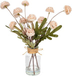 Velener Beige Faux Silk Mums Fake Flowers in Vase with Faux Water, Fake Plants Artificial Flowers for Home Decor Kitchen Bathroom Farmhouse Living Room Coffee Table Small Faux Centerpieces for Tables