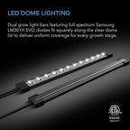 AC Infinity Heavy-Duty Large Humidity Dome w/Full Spectrum LED Grow Light Bars, Samsung LM301H EVO Diodes, 3mm Thickest Dome and 6x12 Trays, Vent Extension Panels, for Seed Starting and Propagation