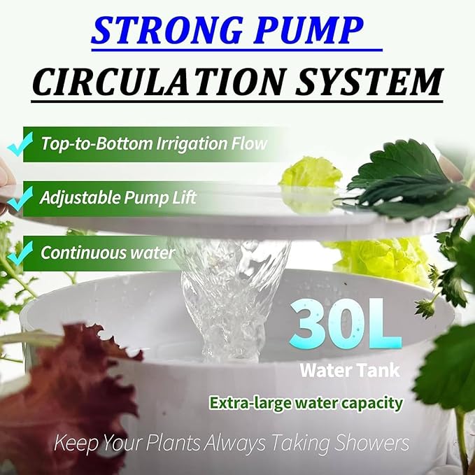 Hydroponics Tower Indoor Growing System Vertical Garden Planter Indoor Smart Garden Kit with Pump and Movable Water Tank,for Herbs, Fruits and Vegetables 7Layer-WithLight