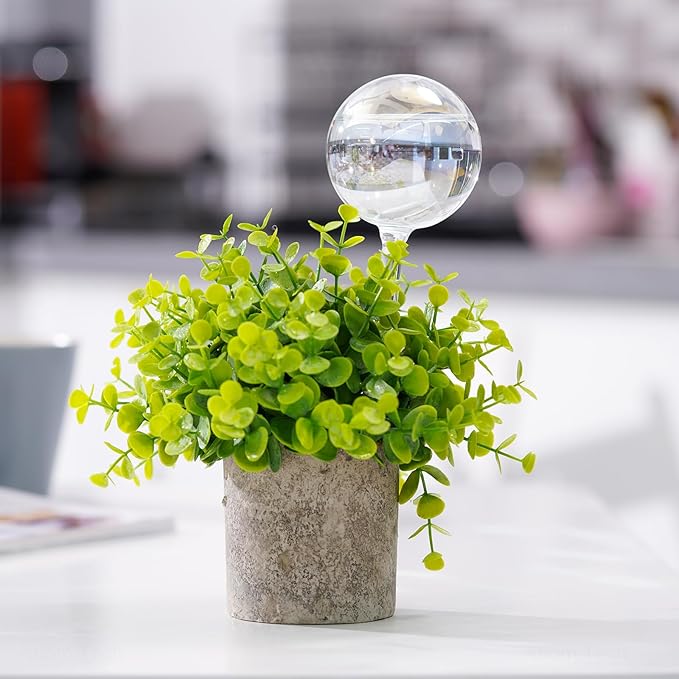[6 PCS] Light Iridescent Rainbow Gradient Color Clear Glass Self-Watering System Spikes, Automatic Plant Waterer Bulbs