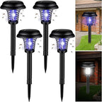Qualirey 4 Pcs Solar Bug Zapper Waterproof Mosquito Killer Solar Light Power Repellent Lamp for Moth, Gnat, Fly, Small Flying Insect Indoor Outdoor Garden Patio, Purple & White (Plastic, Black)