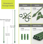 RIFNY Plant Stakes for Indoor Plants, 14 Inch Plant Support Stakes with Clips, Tall Adjustable Plant Sticks for Indoor Monstera Tomato Orchid Potted Plants Flower (6 PCS, Green)