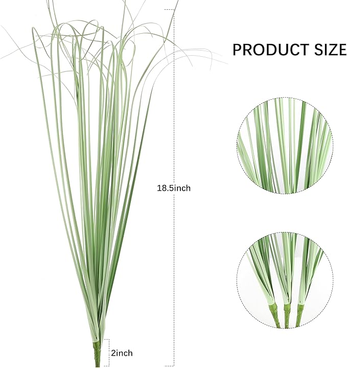 ATTGREAT 20PCS Fake Grass Filler Decor Artificial Grass Plants Outdoor Faux Plants Artificial Tall Shrubs Wheat Grass Greenery Stems for Outdoor Indoor Vase Planters Home Decor, Light Green