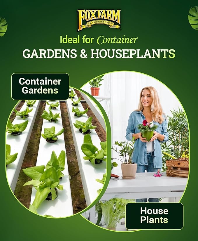 FoxFarm Ocean Forest Potting Soil for Container Gardens - Light, Aerated Texture with Fish Meal, Crab Meal, Earthworm Castings - Houseplant Potting Mix for Seedlings & Plant Starts - 12 Qt