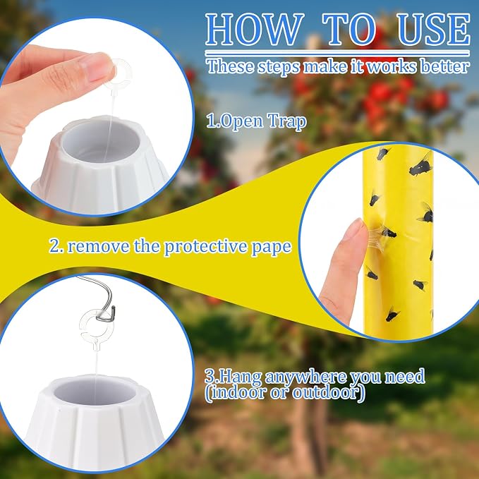 Qualirey 12 Pcs Fly Traps for Indoor Outdoor Hanging Fruit Fly Stick Trap Sticky Mosquito for Home Insect 10 x 2.5 Inches (Novel-2,Yellow and Black)