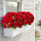 lovemoon 32 Pcs Artificial Geranium Plant Realistic Silk Flowers for Outside Bulk UV Resistant Faux Geraniums Flowers for Indoor Outdoor Home Garden Office Decoration(32, Red)