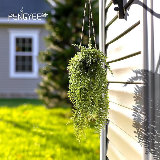 3 Packs Fake Hanging Plants with Black Pots, 20" Artificial Hanging Plants for Wall Decor, Fake Fern Plants Mandala Vine for Home Bathroom Bedroom Kitchen Office Room Decor