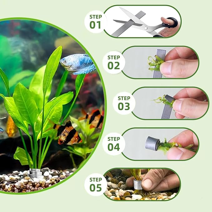 52Pcs Aquarium Plant Weights for Fish Tank - Aquarium Plant Anchors Live Plants Fixed Ring Base, Non-Toxic Weighted Blocks to Hold Aquatic Live Plants Underwater