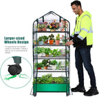 5 Tier Mini Greenhouse with Wheels for Indoor Outdoor, Portable Green House with PVC Cover and Shelves for Seedling, Greenhouse with Waterproof Mat and Cover Tape, Gardening Gifts for Women Men