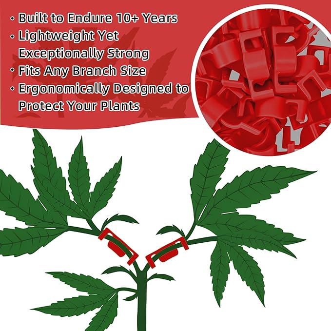 40 Pack LST Plant Training Clips – Durable & Reusable Stem Support for Low-Stress Training – Fits All Growth Stages