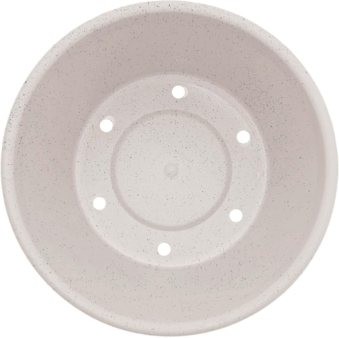 Bloem Terra 10" Diameter Round Vanilla Bean Resin Planter Pot with Drainage Holes for Indoor and Outdoor Gardening