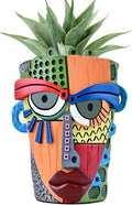 Midogaigai Abstract Face Planter Pots for Plants,Hand-Painted Colorful Flower Pots with Drainage, Indoor Outdoor Garden Decor Gift(Modern,Small)