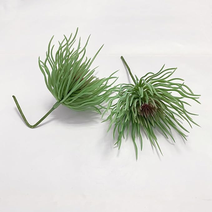 Mini Small Artificial Air Plants, Look Real Succulants Plant Faux Greenery Bromeliads for Garden Home Office Decoration (Green and Red)