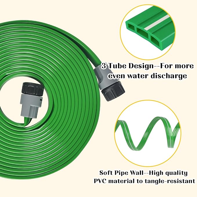 Sprinkler Soaker Hose for Yard 50 FT(25 ft 2pack) with Holes, Flat Garden Soaker Hose with Splitters and Staples, Drip Hose Sprinkler Watering Drip Irrigation Hoses for Lawn Garden Watering System