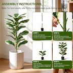 2 Pack Fiddle Leaf Fig Tree, 30'' Fake Tree in Pots with Green Artificial Turf, Floor Fake Plants Indoor for Spring Home Porch Bathroom Living Room Office Patio Windowsill Decor (Variegated)