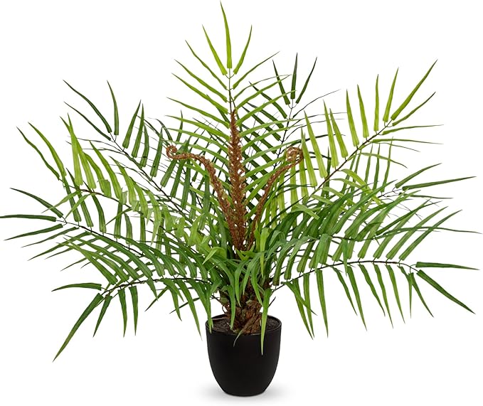 Briful Large Fake Plants 19.7'' Potted Faux Palm Plant Realistic Greenery Artificial Plants Indoor for Home Decor Farmhouse Centerpieces Wedding