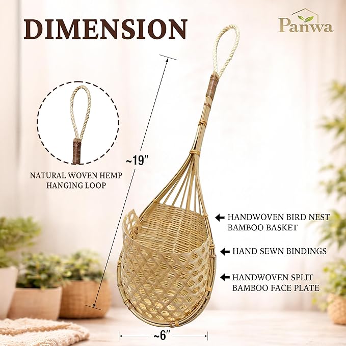 Premium Edition - Thai Natural Light Bamboo Super Sanctuary Orchid Hanging Basket 6 Inch (Set of 2)