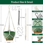 Koalaime Hanging Planter Self Watering 10 Inch, 2 Pack Indoor Outdoor Hanging Baskets, Hanging Flower Pots with Drainage Hole & 2 Kinds of Plant Hangers for Garden Home Decor(Green)…