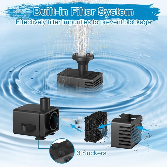 Jutai Solar Fountain Kit with Holder Glass Panel - No Battery, DIY Mini Solar Water Pump Works in Shadow with Sucker for Bird Bath, Hummingbird, Water Feature, Outdoor, 9.84ft Power Cord, 8 Nozzles