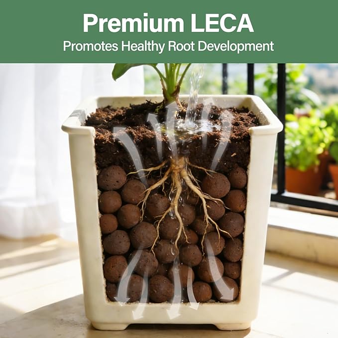 Halatool 14LB Organic Leca Clay Pebbles for Plants Lightweight Leca Balls Hydroton Clay Pebbles for Indoor Potted Plants Hydroponics Orchids Drainage Decoration Aquaponics