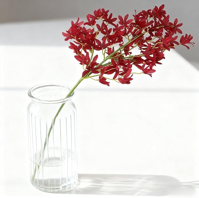 Artificial Orchid Flower Single Branch Dancing Oncidium Silk Material Lifelike Arrangement 74CM Tall For Wedding Home Office Living Room Decor(burgundy)