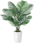 Palm Tree 5FT Artificial, 60in Tall Faux Palm Tree with 15.7 White Planter, Fake Potted Tree for Indoor & Outdoor Home Office Decor