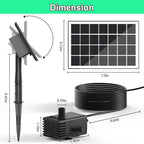 Jutai Solar Fountain Works in Shadow-No Battery, 3.5W DIY Glass Solar Water Pump Kit with Sucker and Stake, Solar Fountain Pump for Bird Bath, Water Feature,Garden, Outdoor-8 Nozzles,9.8ft Power Cord