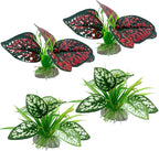 Moonorange Reptile Artificial Plants, Terrarium Plants Decorations Supplies, Aquarium Fish Tank Plant, Amphibian Habitat Hideout Tank Accessories(S Set-4pcs/A)