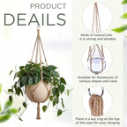 EBOOT 2 Pack 41 Inch Large Macrame Plant Hanger Rope to Hang Flower Pot Plant Holder for Indoor Outdoor Decorations, 4 Legs (Linen Color)