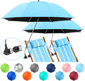 2 PACK Beach Umbrella with Clamp, 360 ° Adjustable Umbrellas for Chair, UPF50+ Umbrella for Beach Chair, Patio Chair, Wheelchair, Camping Chair, Golf Carts (Chair Not Included)
