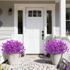Ouddy Decor 12 Bundles Artificial Flowers for Outdoors Fake Silk Flowers UV Resistant Faux Plastic Plants for Indoor Outdoor Vase Box Garden Porch Window Box Home Spring Summer Decor, Purple