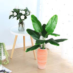 Artificial Bird of Paradise Plant, Faux Palm Plants with Real Touch Leaves Fake Banana Tree Plastic Stems for Home Room Greenery Decor Office Indoor Outdoor Garden Wedding Party DIY Decorations 2 Pack