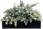 MyGift Artificial Eucalyptus Plant in Black Wood Decorative Planter Pot, Realistic Faux Indoor Greenery in Container for Tabletop Centerpiece Décor