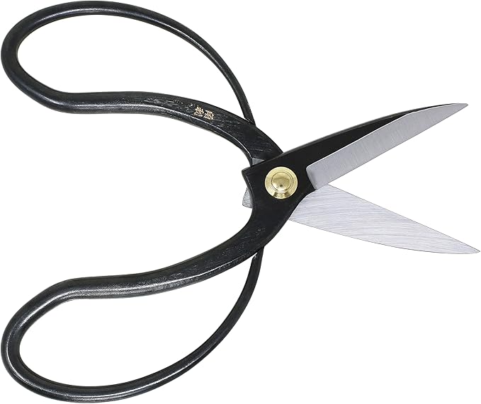 KAKURI Bonsai Scissors Long Blade Made in Japan 8", Japanese Carbon Steel Blade, Large Okubo Shears for Bonsai and Garden Use