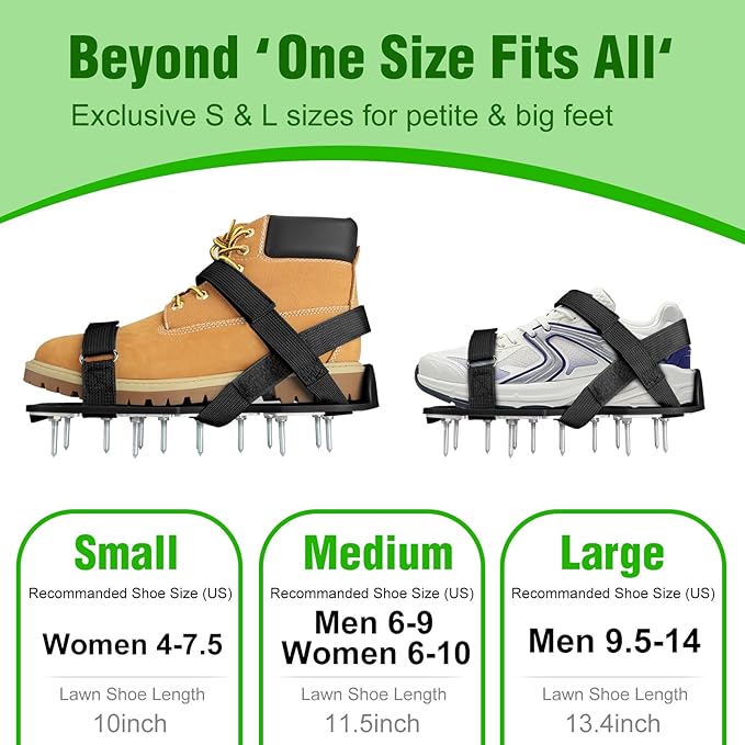 Lawn Aerator Shoes for Grass - Pre-Assembled Grass Aerator Shoes for Lawn - Soil Yard Aerator Tool for Aerating Patio Garden, Black