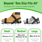 Lawn Aerator Shoes for Grass - Pre-Assembled Grass Aerator Shoes for Lawn - Soil Yard Aerator Tool for Aerating Patio Garden, Black, Small Size