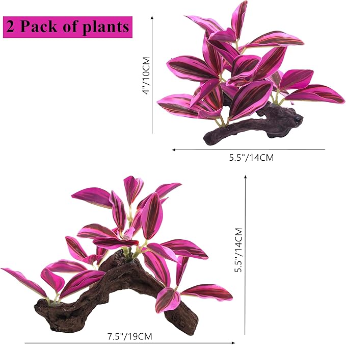 M2cbridge Fish Tank Plastic Soft Grass Artificial Betta Water Plants Decoration Goldfish Hide 2pcs (Purple)