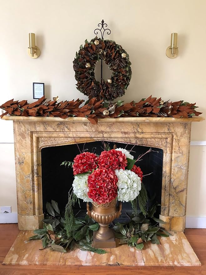 ZYTUYO 5 Pcs Orange Silk Hydrangeas Aritificial Flower Boho Dried Touch 20'' Faux Hydrangeas for Fall Home Decor Kitchen Living Room Porch Wreath Xmas Wedding Flower Arrangement