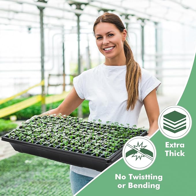 Sckee Upgraded 5 Pack Plant Growing Trays Seed Starting Tray Microgreens Growing Trays Seedling Plant Germination Starter Tray Transplant Fodder Flats, No Holes, No Leakage, Reusable (1017)
