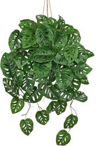 Large Fake Hanging Plants in Pot for Indoor & Outdoor, Long Artificial Monstera Albo Long Plants, 27.6" Fake Potted Vines Ivy Greenery Plant for Room Wall Shelf Decor Living Room Bathroom Patio Porch