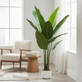 3.8 ft Artificial Banana Tree in Pot, Decorative Evergreen Faux Bird of Paradise Plant, Fake Tropical Traveler's Palm Tree, Indoor House Plants for Living Room Porch Entryway Office