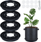 4 Pack 14'' Self-Watering Fabric Pot Base - Auto-Irrigation System Plant Saucer for 5 Gallon Fabric Pot, Auto Watering Plant Water Tray Self Watering System for Indoor Greenhouse Grow Tent Garden