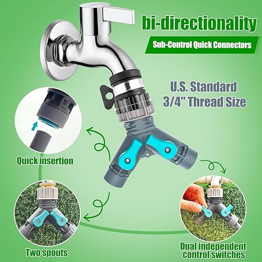 27pcs Drip Irrigation System Kit with Quick Connect Fittings, Adjustable Nozzles, and Y-Shaped Distribution Tubing for Garden, Lawn, Greenhouse, and Outdoor Plants