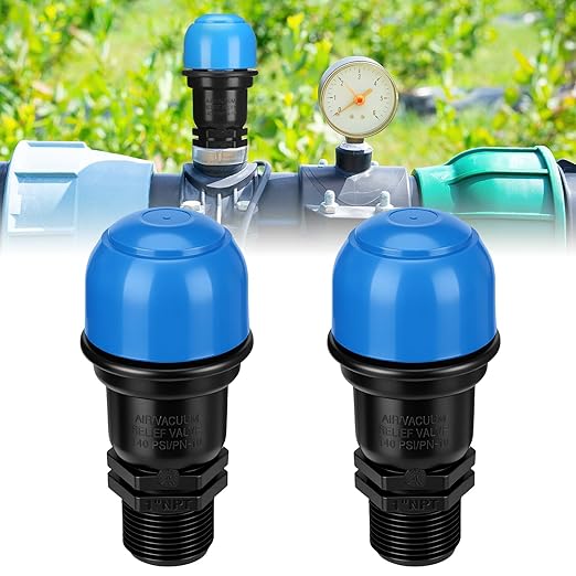Threlaco 2 Pack Air Release Valve Air and Vacuum Relief Male Thread Bleeder Valve Vent Irrigation Water Saving System for Agricultural Drip Systems (1 Inches)