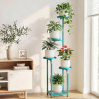 TOSKING 5 Tier Tall Plant Stand Indoor Outdoor,Anti-Tip Plant Stand indoor, Wide Base for Pots, Child and Pet Friendly,Heavy Duty Corner Shelf for Plants & Decor, Space Saving ,Tiered Metal Flower Pot Stand for Balcony, Garden, Living Room, Patio (Blue...