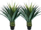 3.5ft Artificial Agave Plant, 42 Inch Tall Faux Agave Plants in Black Pot, Fake Floor Plant Outdoor Indoor for Front Porch Patio Home Office Door Step Hotel Desert Style Decor 2PCS