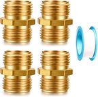 Garden Hose Fittings Connectors Adapter Solid Brass Repair double male to male faucet leader coupler dual water hose connector(3/4" GHT Double Male) (4-PCS)