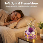Preserved Rose in Glass Angel Figurine, for Mom/Wife/Grandma, Forever Flowers Rose Anniversary, Graduation or Birthday Gifts for Women Her