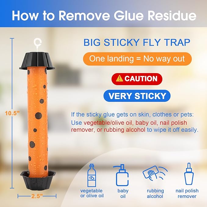 4 Pack Fly Trap Stick, Sticky Fly Traps Indoor/Outdoor, Flies Catcher Paper Tape Strips for Home, Catches All Bugs and Gnats, Mosquito, Flying Insect Killer