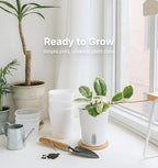8 Pack 4" Self Watering Pots for Indoor Plants, Clear Inner Cup, Small White Plastic Planters, Water Level Indicator, Drainage Holes, Extra 3ft Wick, Cuttings,Seedlings,Herb,African Violets